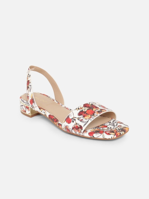 

ALDO Women White & Red Printed Sandals
