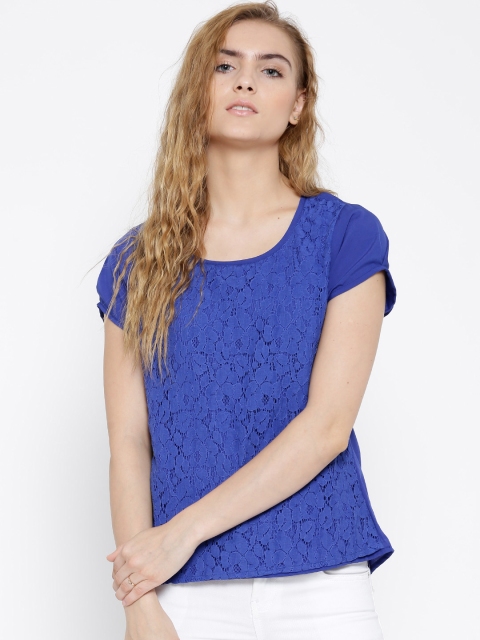 

Sera Blue Polyester Lace Front Top