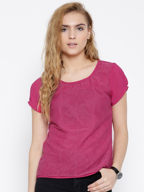 

Sera Magenta Polyester Lace Front Top