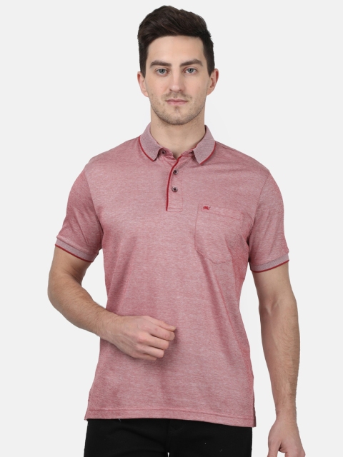 

Monte Carlo Men Pink Solid Polo Collar T-shirt