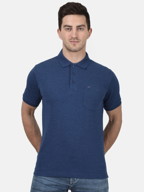 

Monte Carlo Men Blue Solid Polo Collar T-shirt