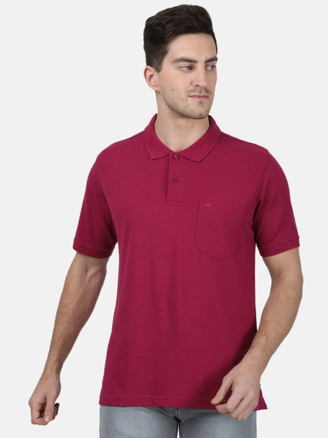 

Monte Carlo Men Pink Solid Polo Collar T-shirt