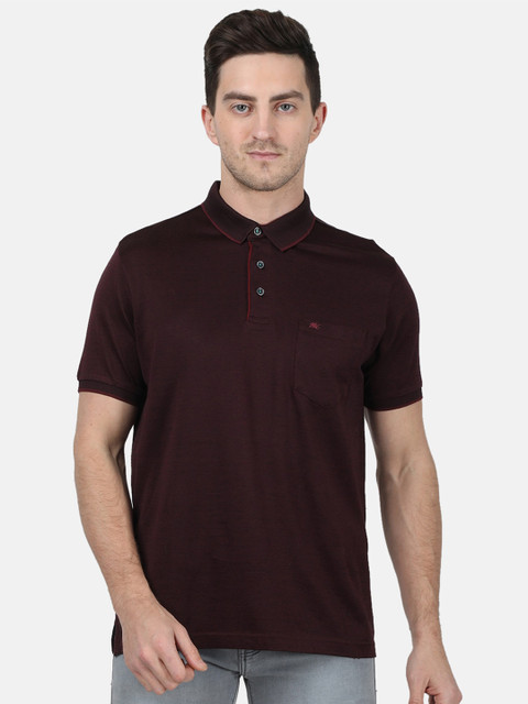 

Monte Carlo Men Maroon Solid Polo Collar T-shirt