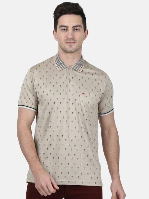 

Monte Carlo Men Beige Printed Polo Collar T-shirt