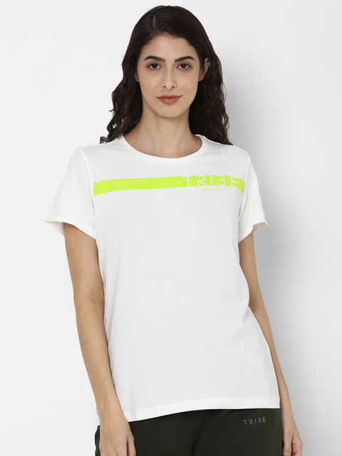 

Allen Solly Woman Women White Solid Round Neck T-shirt