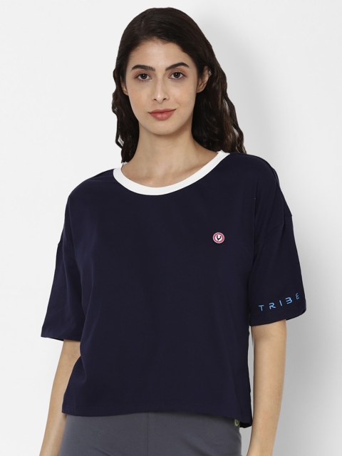 

Allen Solly Woman Women Navy Blue Solid Round Neck T-shirt