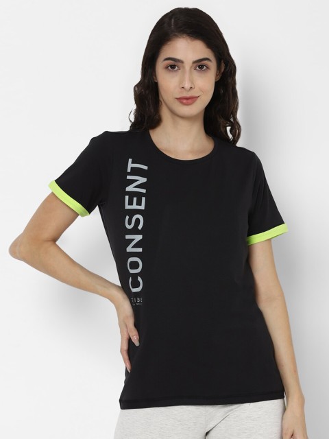 

Allen Solly Woman Women Black Printed Round Neck T-shirt