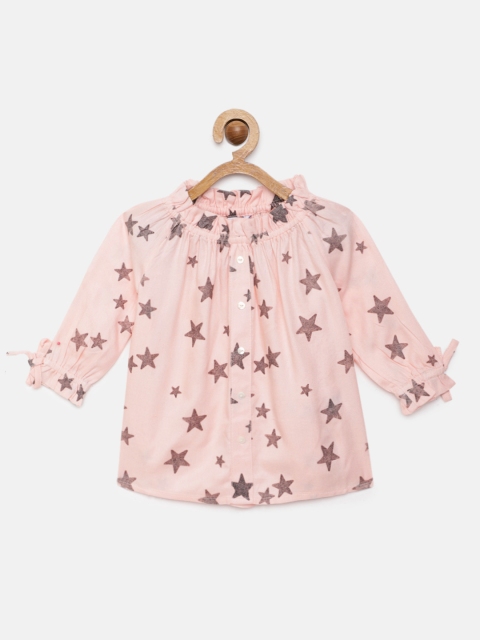 

U S Polo Assn Kids Pink Geometric Smocked Regular Top