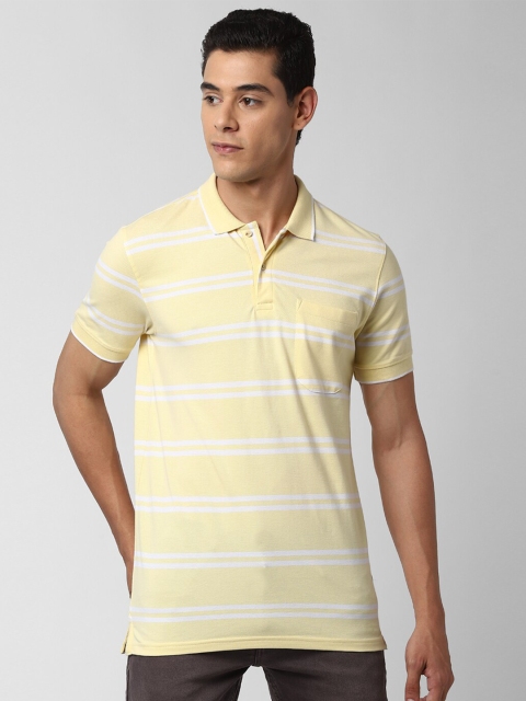 

Peter England Casuals Men Yellow & White Striped Polo Collar T-shirt