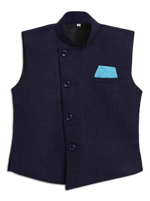 

Aj DEZInES Boys Navy Blue Solid Waistcoat