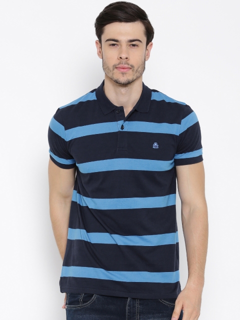 

United Colors of Benetton Blue Striped Polo T-shirt