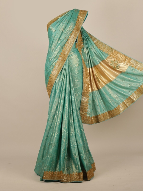 

Pothys Sea Green Woven Design Jute Silk Saree