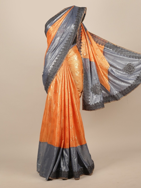 

Pothys Orange & Grey Jute Silk Woven Design Saree