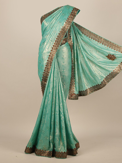

Pothys Sea Green Woven Design Jute Silk Saree