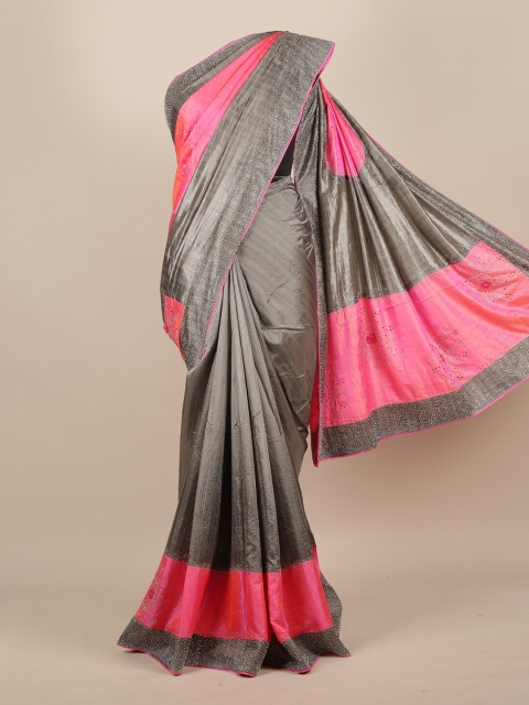 

Pothys Grey & Pink Jute Silk Woven Design Saree