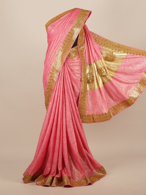 

Pothys Pink Woven Design Jute Silk Saree