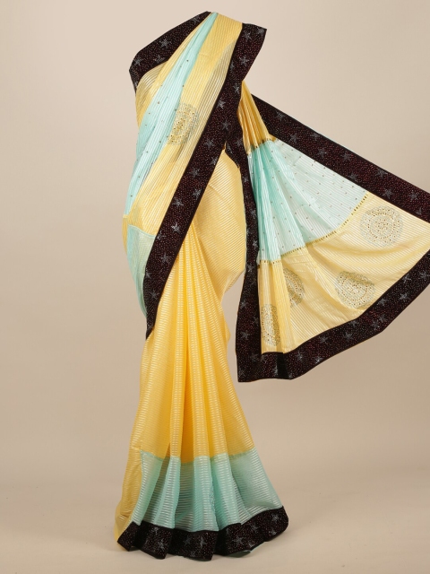 

Pothys Yellow & Green Poly Chiffon Embellished Saree