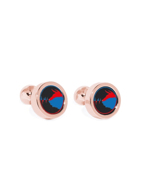

Blacksmith Gold-Toned & Red Round Cufflinks