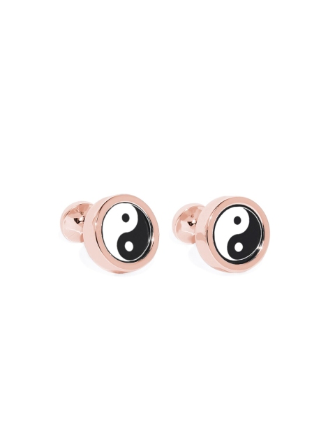 

Blacksmith Gold-Toned & White Round Yingyang Cufflinks