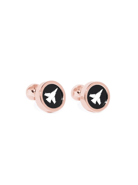 

Blacksmith Rose Gold & Black Round Cufflinks