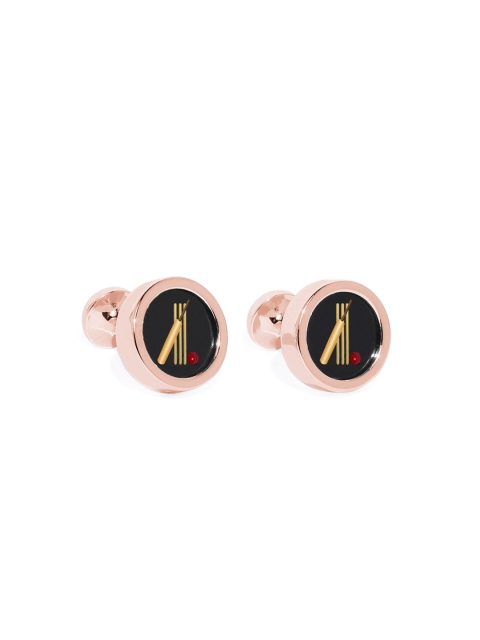 

Blacksmith Rose Gold-Plated Black Round Cufflinks