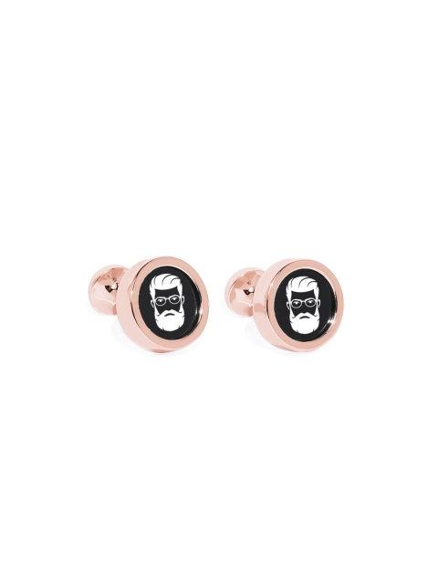 

Blacksmith Rose Gold & Black Round Cufflinks