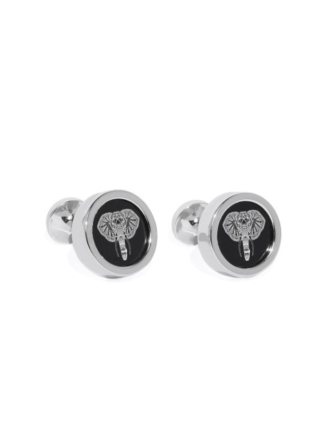 

Blacksmith Silver-Plated Black Round Cufflinks