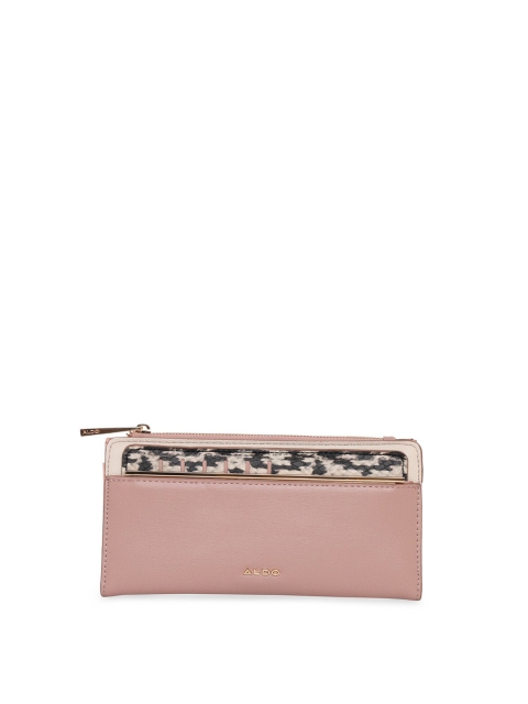 

ALDO Women Pink & Black Solid PU Two Fold Wallet