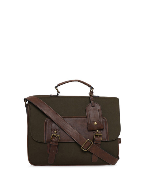 

ALDO Men Brown & Olive Green Colourblocked Cotton Messenger Bag