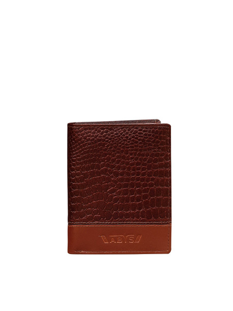 

ABYS Men Brown & Tan Textured Leather Two Fold Wallet