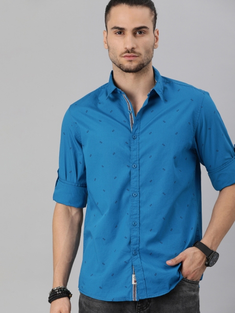 

Roadster Men Blue Printed Casual Shirt