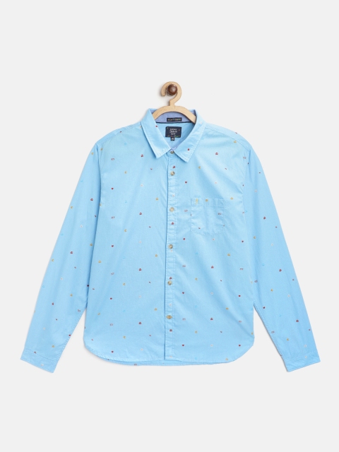 

Indian Terrain Boys Blue & Red Pure Cotton Conversational Print Casual Shirt