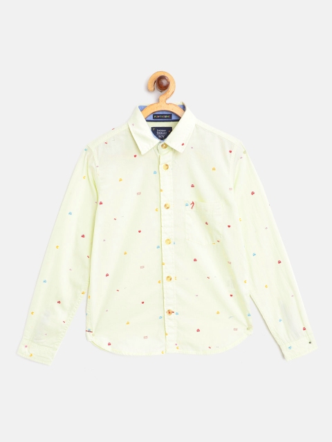 

Indian Terrain Boys Lime Green & Red Micro Ditsy Print Cotton Casual Shirt