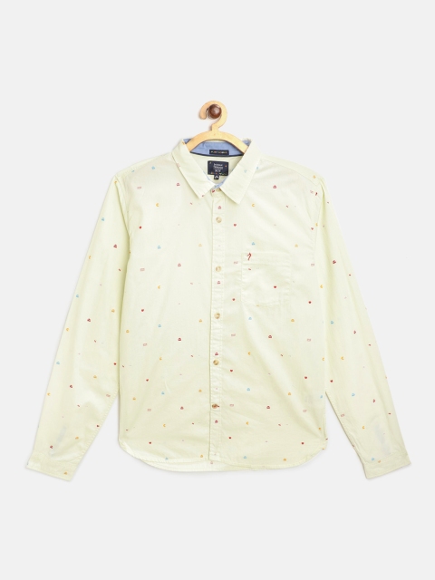 

Indian Terrain Boys Lime Green Pure Cotton Micro Pacman Print Casual Shirt
