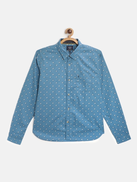 

Indian Terrain Boys Blue & White Pure Cotton Conversational Print Casual Shirt