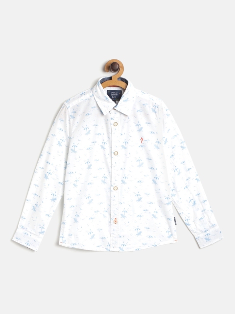 

Indian Terrain Boys White & Blue Cotton Printed Casual Shirt
