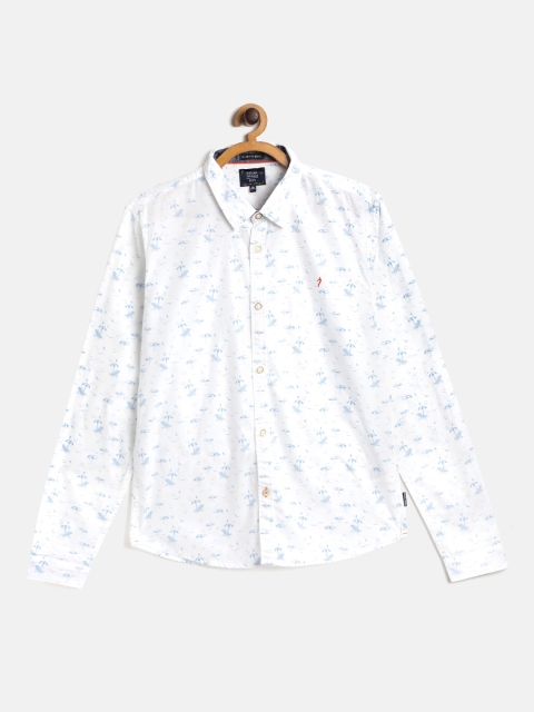 

Indian Terrain Boys White & Blue Cotton Printed Casual Shirt