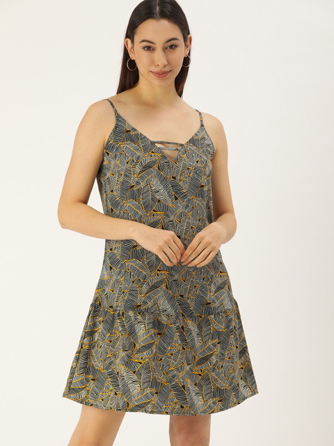 

SECRETS BY ZEROKAATA Assorted Tropical Georgette Drop-Waist Dress