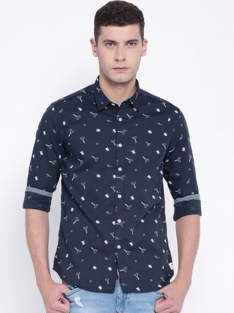 

Flying Machine Navy Printed Casual Shirt, Navy blue