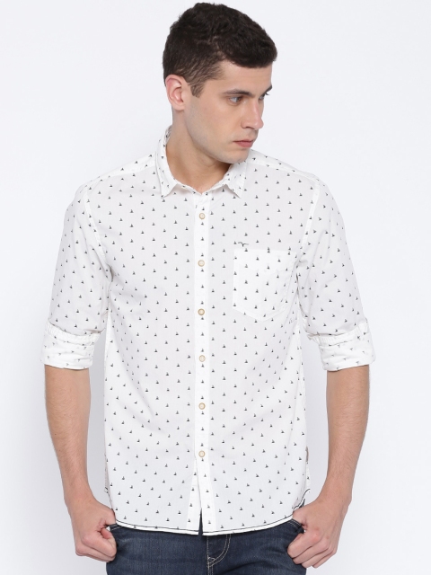 

Flying Machine White Printed Casual Shirt