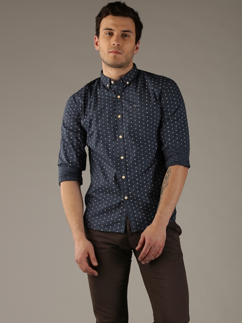 

Flying Machine Navy Printed Casual Shirt, Navy blue