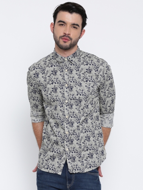 

Flying Machine Grey & Navy Printed Casual Shirt