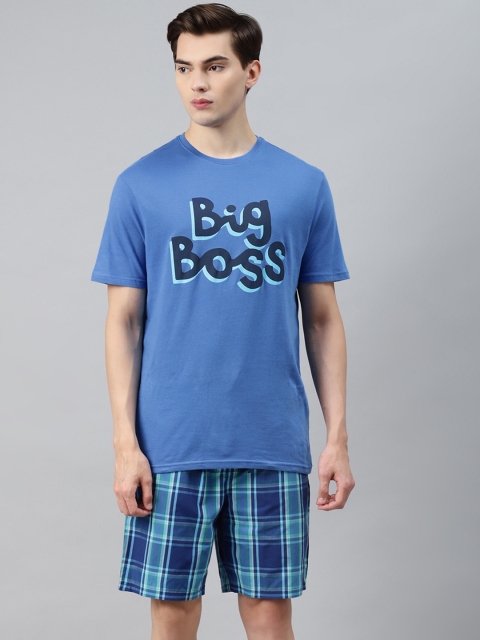 

Marks & Spencer Men Blue Pure Cotton Printed Short Set