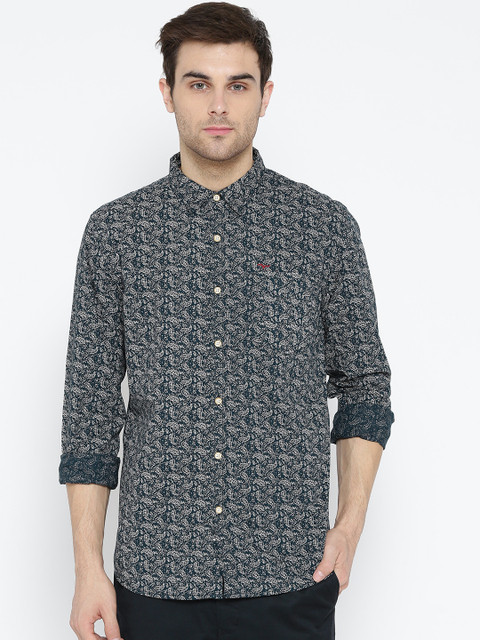 

Flying Machine Navy Printed Casual Shirt, Navy blue