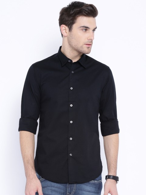 

Flying Machine Black Slim Casual Shirt