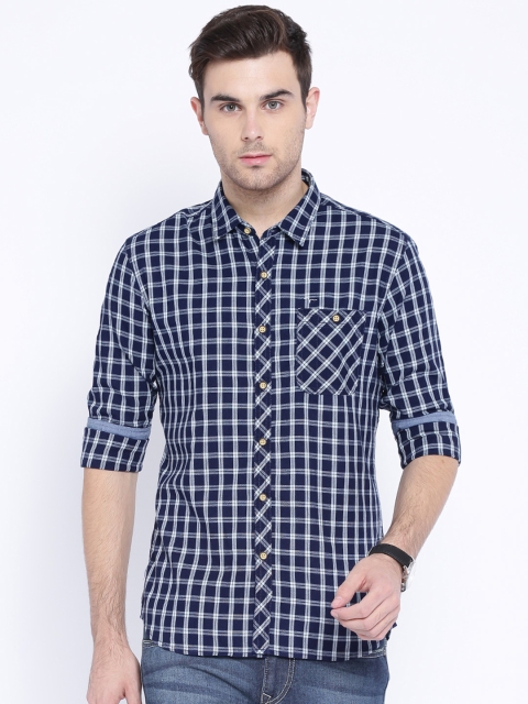 

Flying Machine Navy & White Checked Casual Shirt, Navy blue