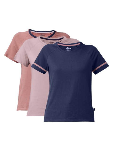 

Roadster Women Pack Of 3 Navy Blue & Pink T-shirt