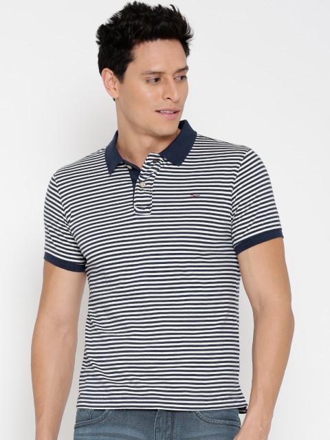 

Flying Machine Navy & White Striped Polo T-shirt, Navy blue