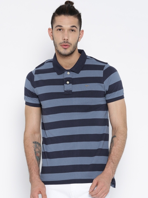 

Flying Machine Blue Striped Polo T-shirt