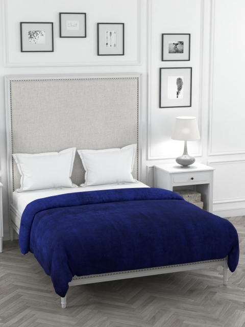 

A Homes Grace Navy Blue Solid AC Room 300 GSM Double Bed Blanket